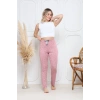Viskon likralı alt pijama demir pembe baskı desenli q6018