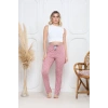 Viskon likralı alt pijama demir pembe baskı desenli q6018