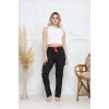 Viskon likralı alt pijama demir siyah baskı desenli q6018