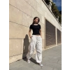 Yaka kol garnili ön parçalı bluz