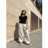 Yaka kol garnili ön parçalı bluz