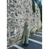 Yırtmaçlı kalın bürümcük uzun elbise Yeşil
