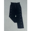 9 yaş kız çocuk beş düğmeli kalp işlemeli jeans pantolon siyah