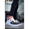 KB-X155 Kuback Siyah Cilt Beyaz Cilt Detaylı Beyaz Yüksek Taban Günlük Spor Ayakkabı