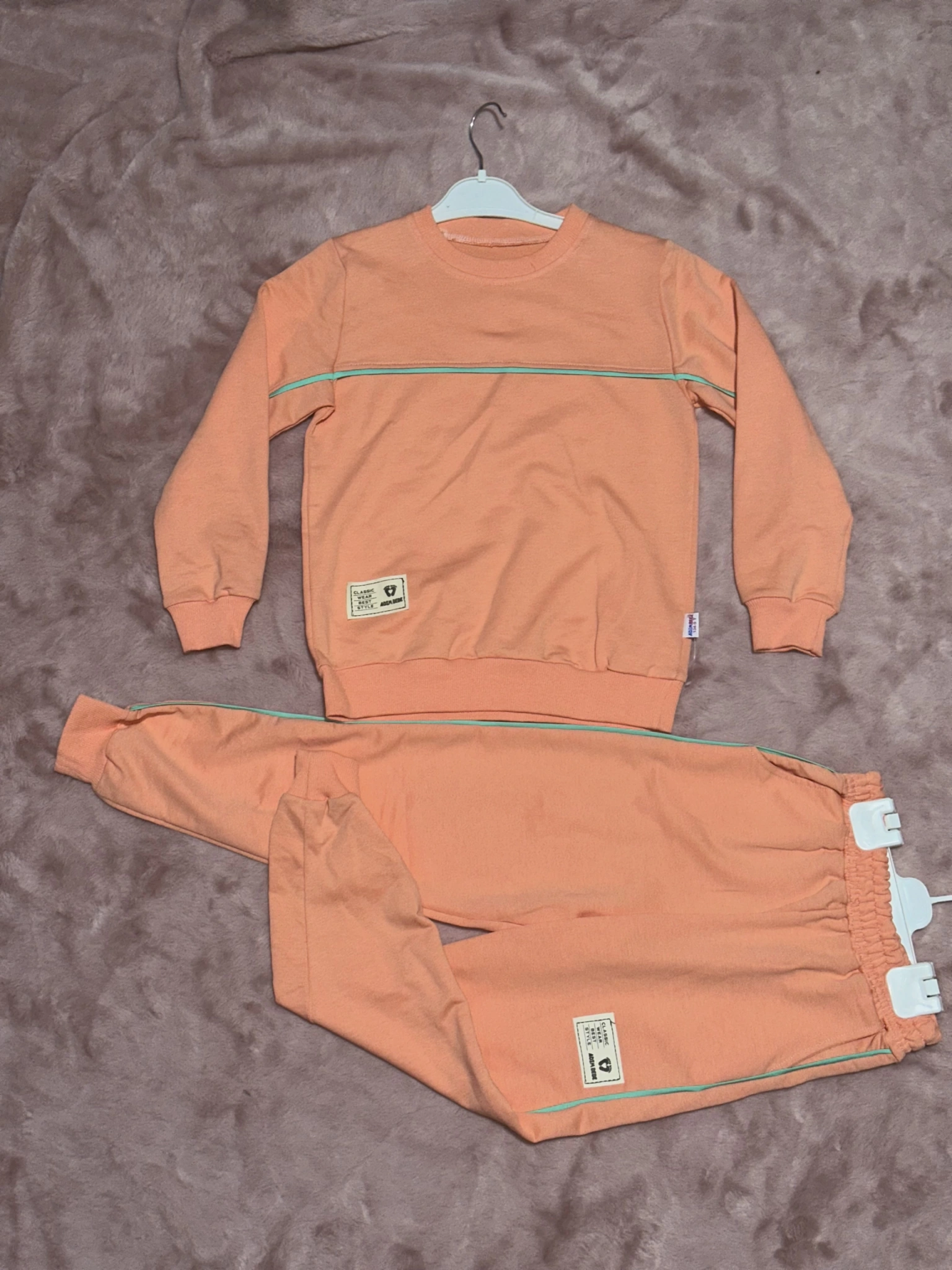 4-10 yaş kız çocuk pembe Armalı yeşilbiye detaylı alt üst ikili takım