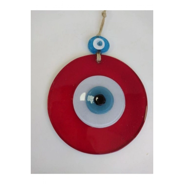 Kırmızı Nazar Boncuğu 12cm El Yapımı Cam Boncuk