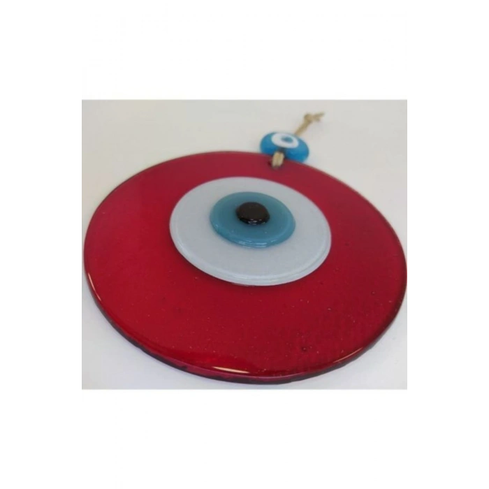 Kırmızı Nazar Boncuğu 12cm El Yapımı Cam Boncuk