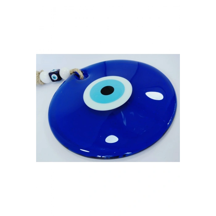 Büyük Nazar Bocuğu 14cm El Yapımı Cam Boncuk Hasır Ipli Duvar Dekoru