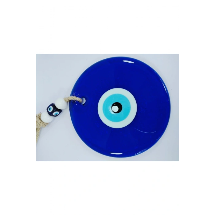 Büyük Nazar Bocuğu 14cm El Yapımı Cam Boncuk Hasır Ipli Duvar Dekoru