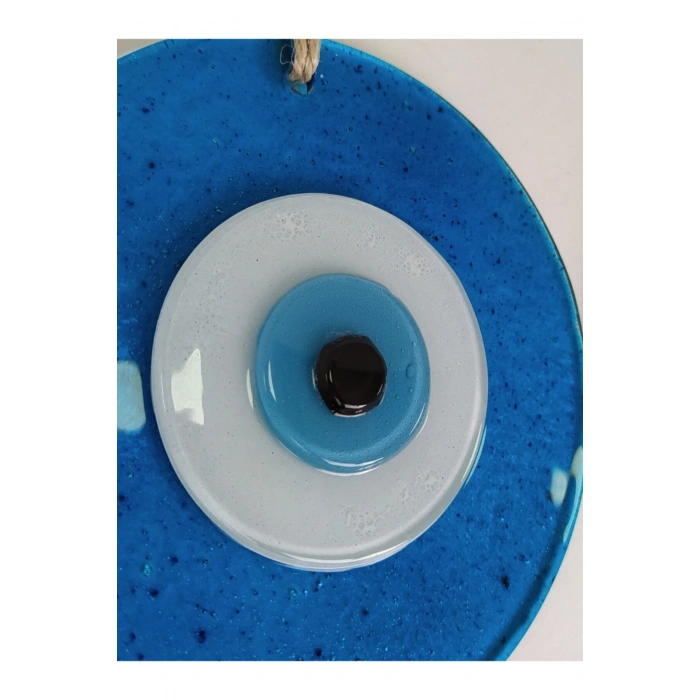 Turkuaz El Yapımı Cam Nazar Boncuğu 12 Cm