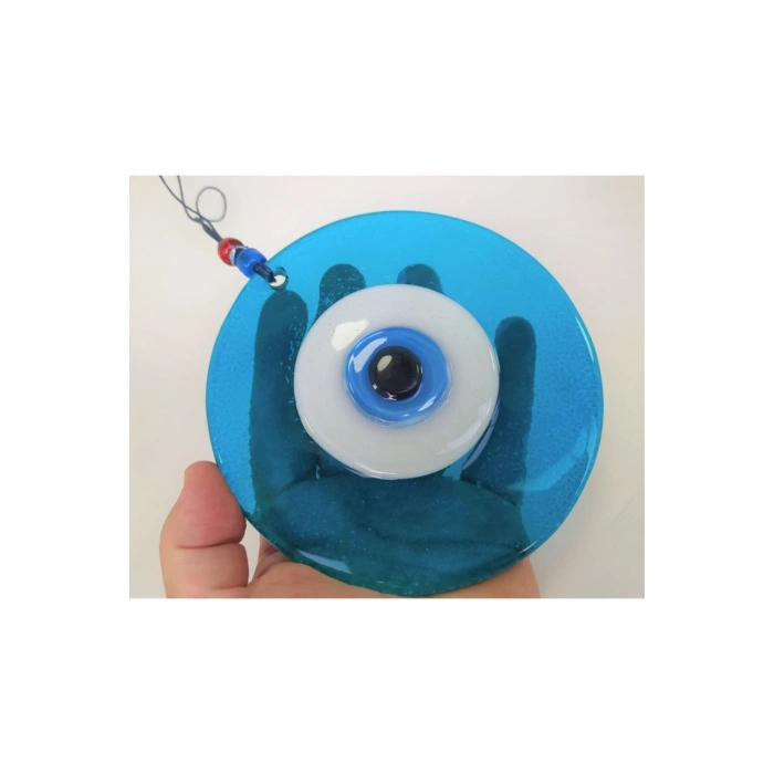 Turkuaz El Yapımı Büyük Cam Nazar Boncuğu 12 Cm