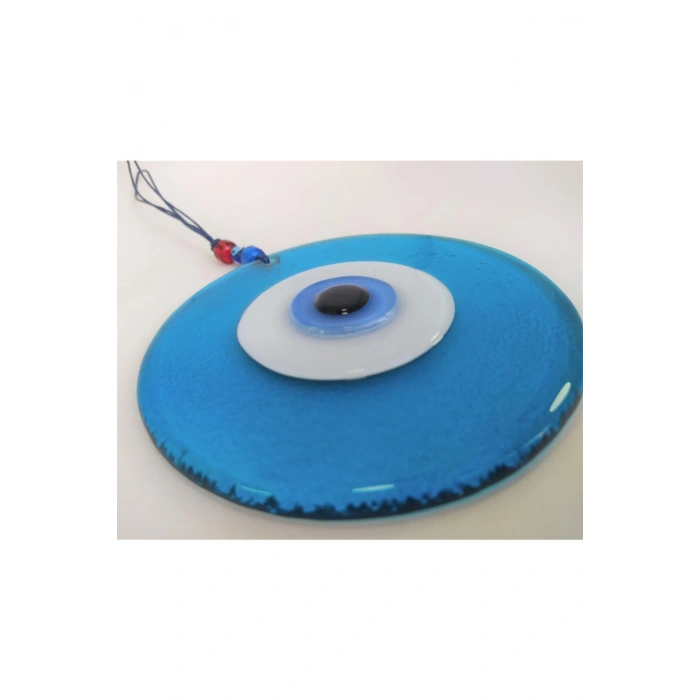 Turkuaz El Yapımı Büyük Cam Nazar Boncuğu 12 Cm