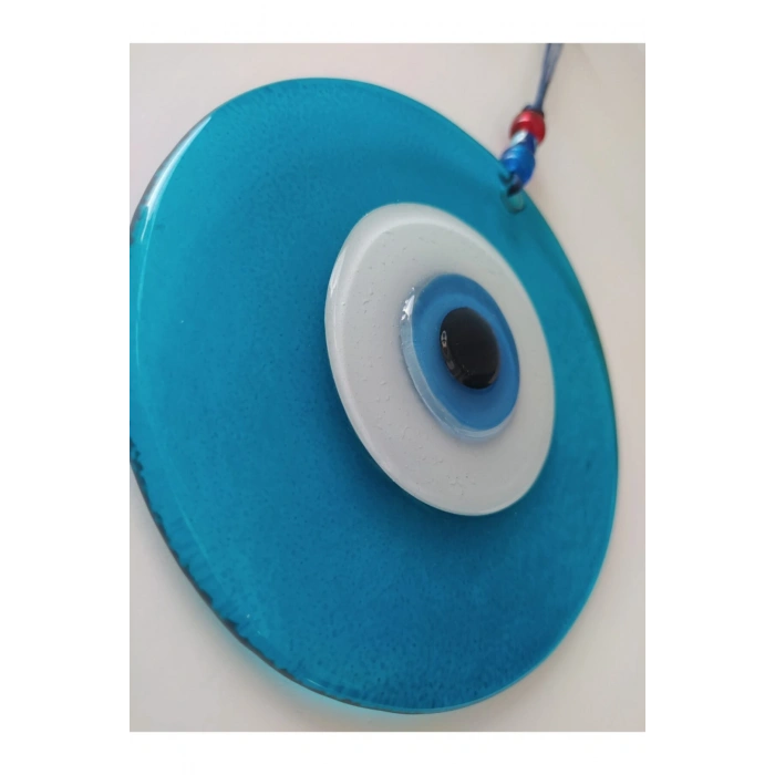 Turkuaz El Yapımı Büyük Cam Nazar Boncuğu 12 Cm