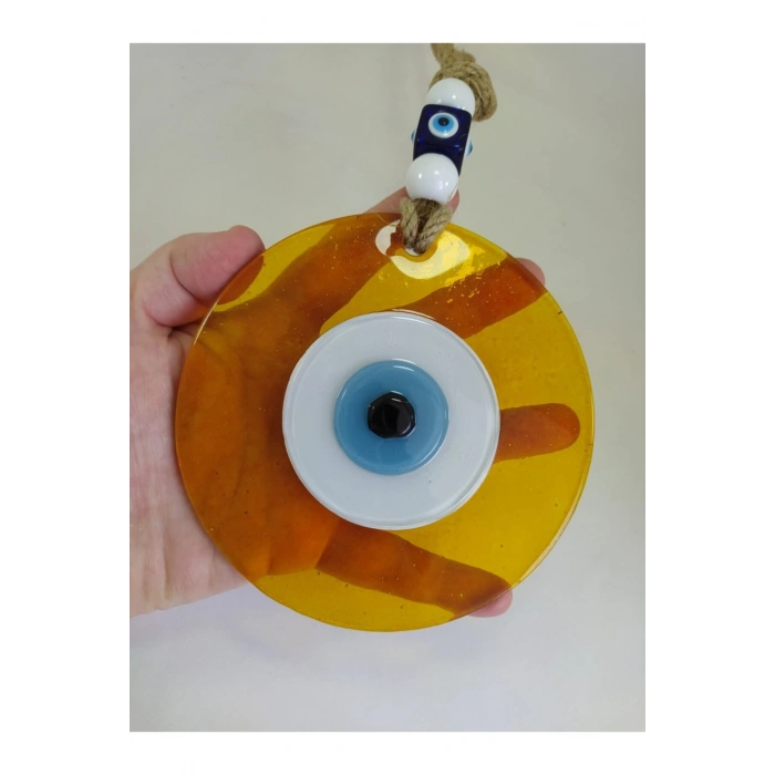 Sarı Nazar Boncuğu 12 Cm El Yapımı Duvar Dekoru
