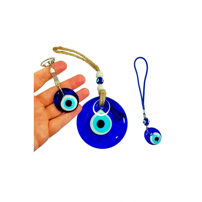El Yapımı Cam Nazar Boncuğu Seti Duvar Dekoru Cam Anahtarlık Cam Araba Süsü Hediyelik Eşya