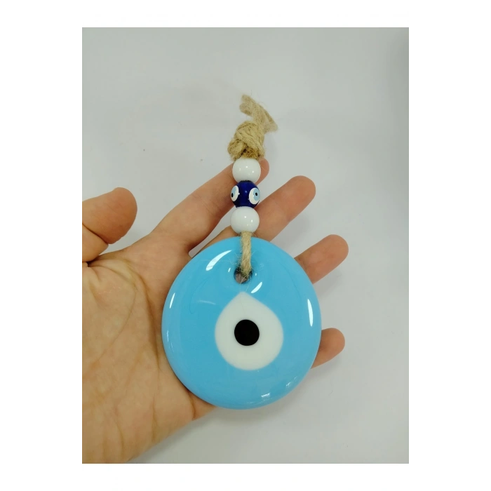Bebek Mavisi Nazar Boncuğu El Yapımı Cam Nazarlık Duvar Dekoru 7 Cm Hediyelik Eşya