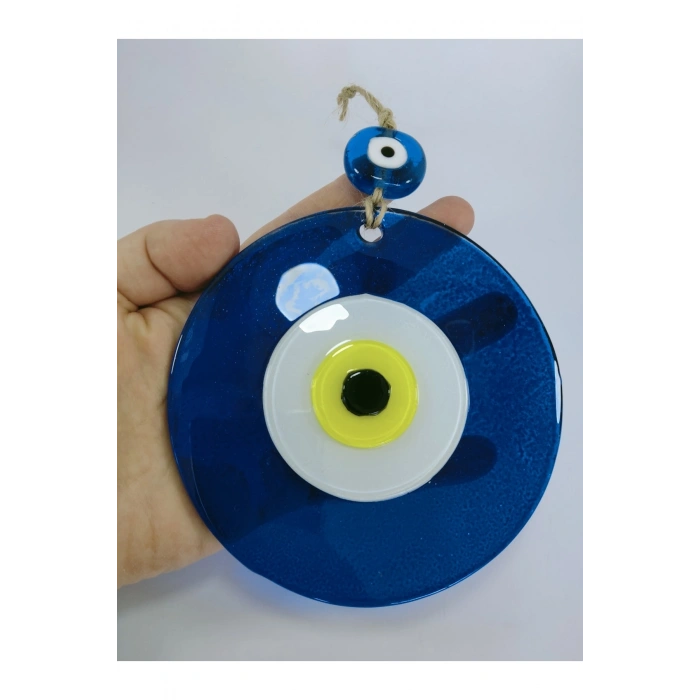 Mavi Büyük Cam Nazar Boncuğu 12 Cm El Yapımı Hediyelik Eşya