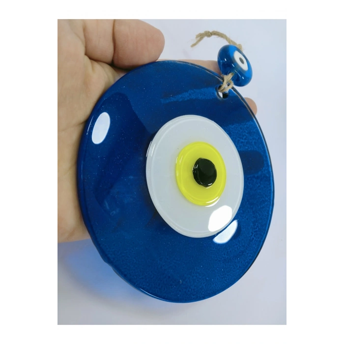 Mavi Büyük Cam Nazar Boncuğu 12 Cm El Yapımı Hediyelik Eşya