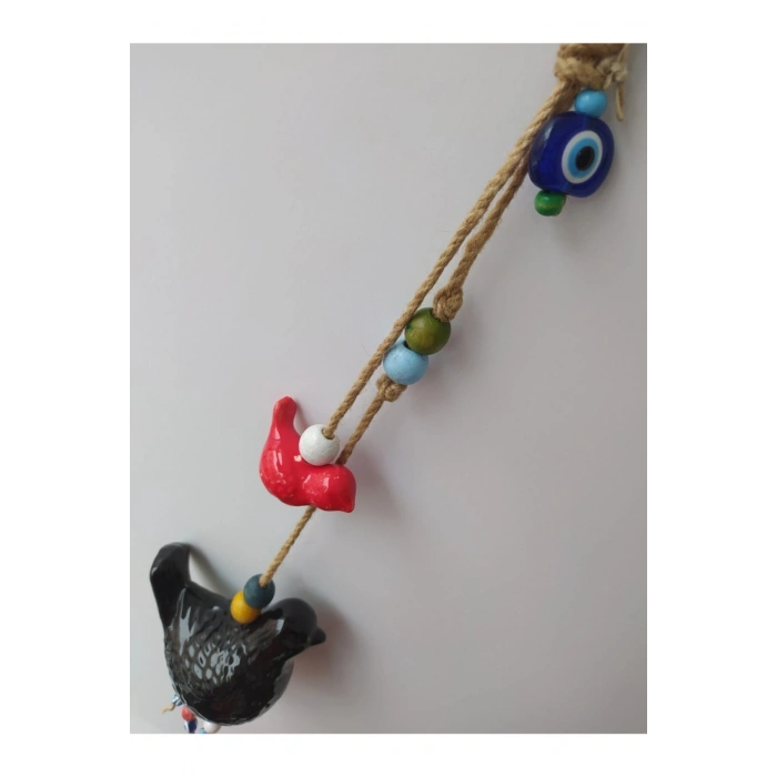 Seramik Ikili Kuş Nazarlık El Yapımı Duvar Dekoru Büyük Kuş 11*8 Cm Küçük Kuş 7*3 Cm