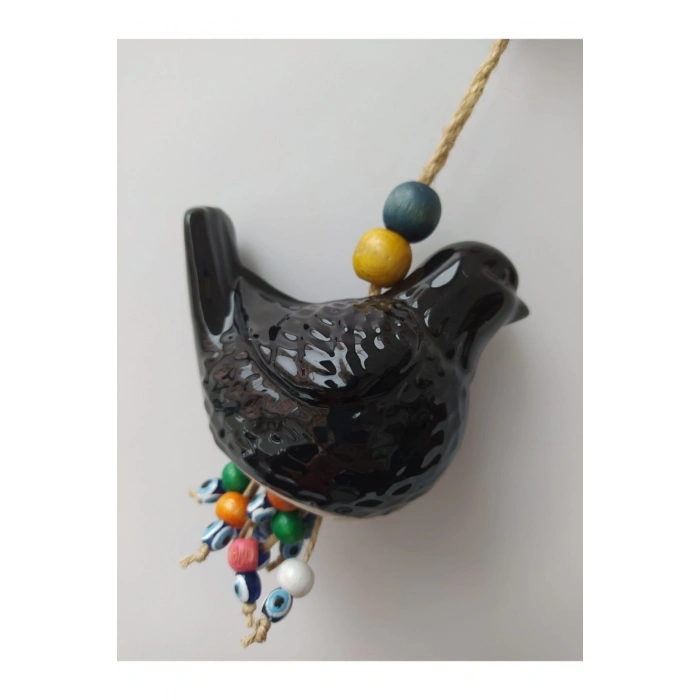 Seramik Ikili Kuş Nazarlık El Yapımı Duvar Dekoru Büyük Kuş 11*8 Cm Küçük Kuş 7*3 Cm
