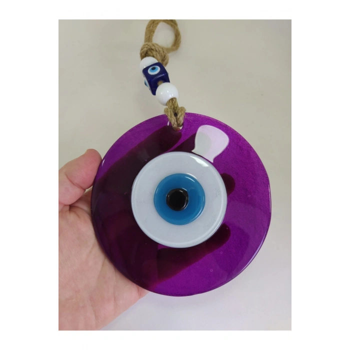 Mor El Yapımı Büyük Cam Nazar Boncuğu 12 Cm