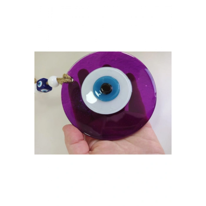 Mor El Yapımı Büyük Cam Nazar Boncuğu 12 Cm