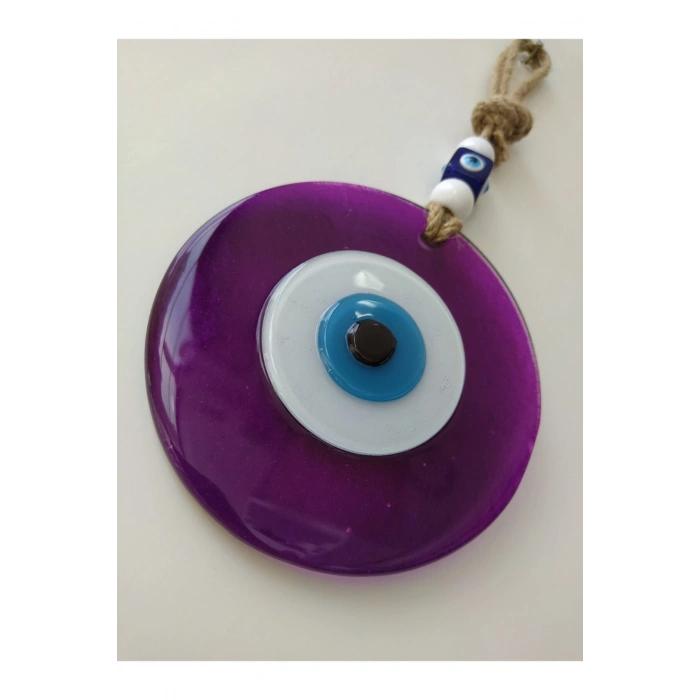 Mor El Yapımı Büyük Cam Nazar Boncuğu 12 Cm