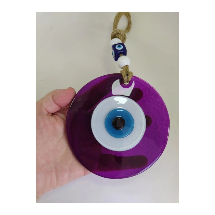 Mor El Yapımı Büyük Cam Nazar Boncuğu 12 Cm