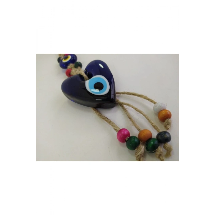 Kalp Nazar Boncuğu 6 cm Makrome Duvar Dekoru