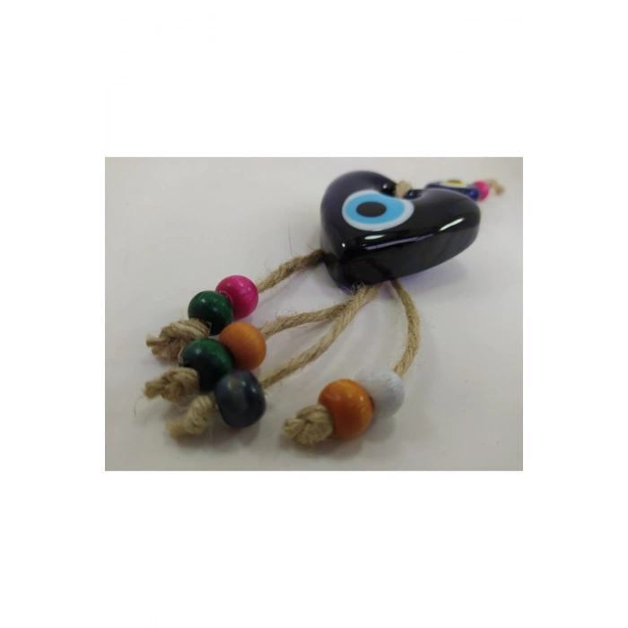 Kalp Nazar Boncuğu 6 cm Makrome Duvar Dekoru