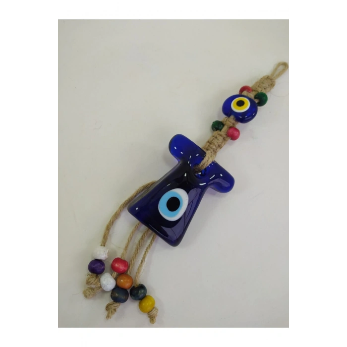 Renkli Kaftan Nazar Boncuğu Makrome Duvar Dekoru  7x6 cm