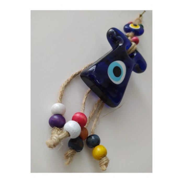 Renkli Kaftan Nazar Boncuğu Makrome Duvar Dekoru  7x6 cm