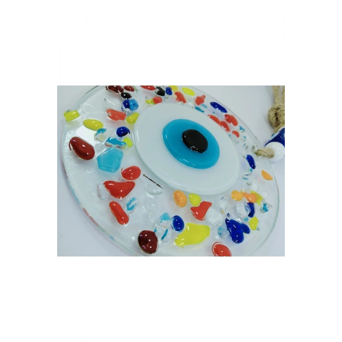 Renkli Nazar Boncuğu 12cm El Yapımı Cam Duvar Dekoru