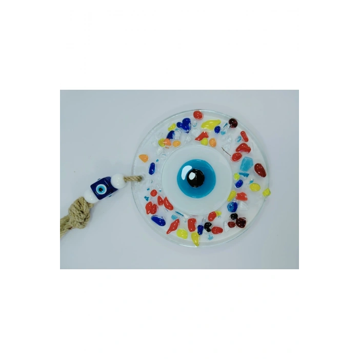 Renkli Nazar Boncuğu 12cm El Yapımı Cam Duvar Dekoru