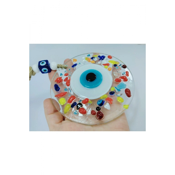 Renkli Nazar Boncuğu 12cm El Yapımı Cam Duvar Dekoru