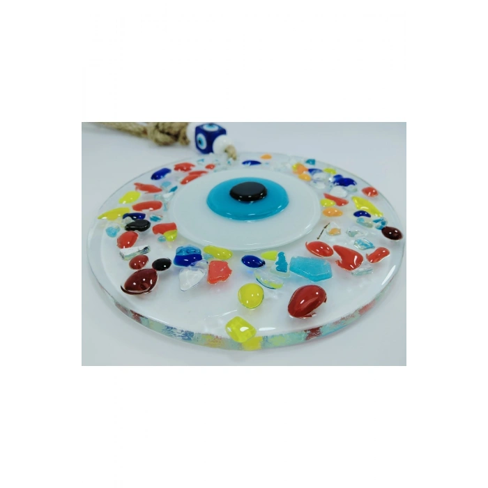 Renkli Nazar Boncuğu 12cm El Yapımı Cam Duvar Dekoru