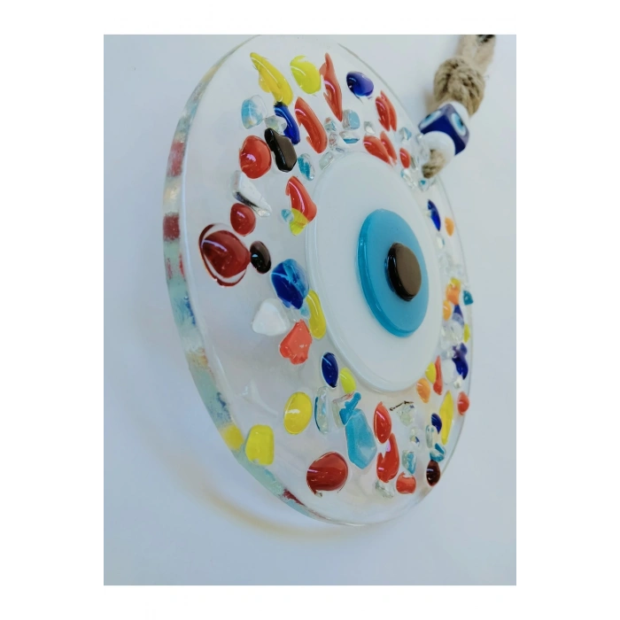 Renkli Nazar Boncuğu 12cm El Yapımı Cam Duvar Dekoru