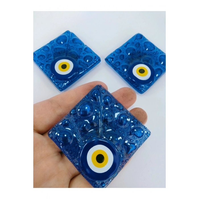 El Yapımı Cam Nazar Boncuklu Magnet Seti 5x5 Cm