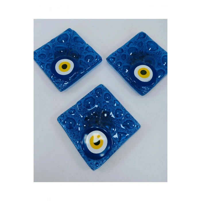 El Yapımı Cam Nazar Boncuklu Magnet Seti 5x5 Cm