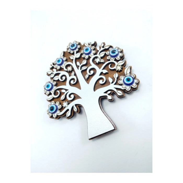 Ahşap Hayat Ağacı Nazar Boncuklu Magnet