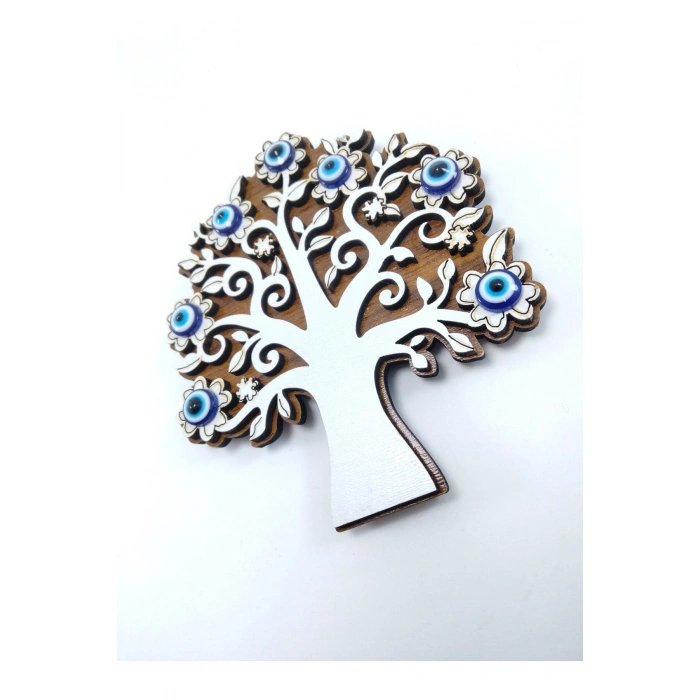 Ahşap Hayat Ağacı Nazar Boncuklu Magnet