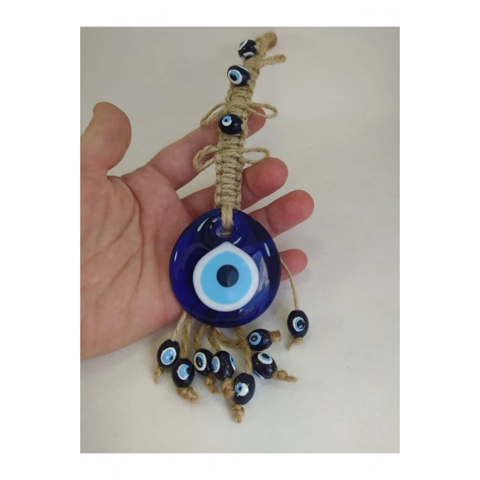 El Yapımı Cam Nazar Boncuğu 5 Cm Makrome Duvar Dekoru