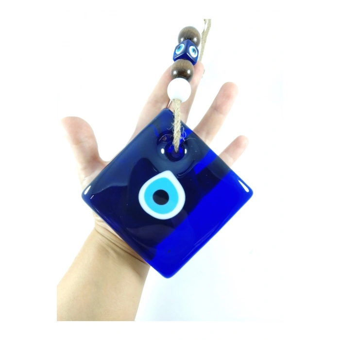 Kare Cam Nazar Boncuğu El Yapımı Duvar Dekoru 10*10 Cm Hediyelik Eşya