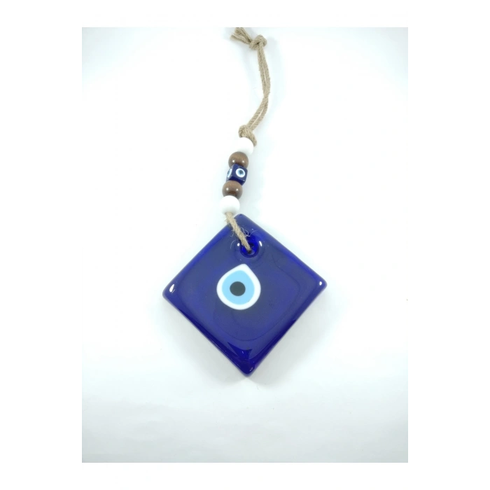 Kare Cam Nazar Boncuğu El Yapımı Duvar Dekoru 10*10 Cm Hediyelik Eşya