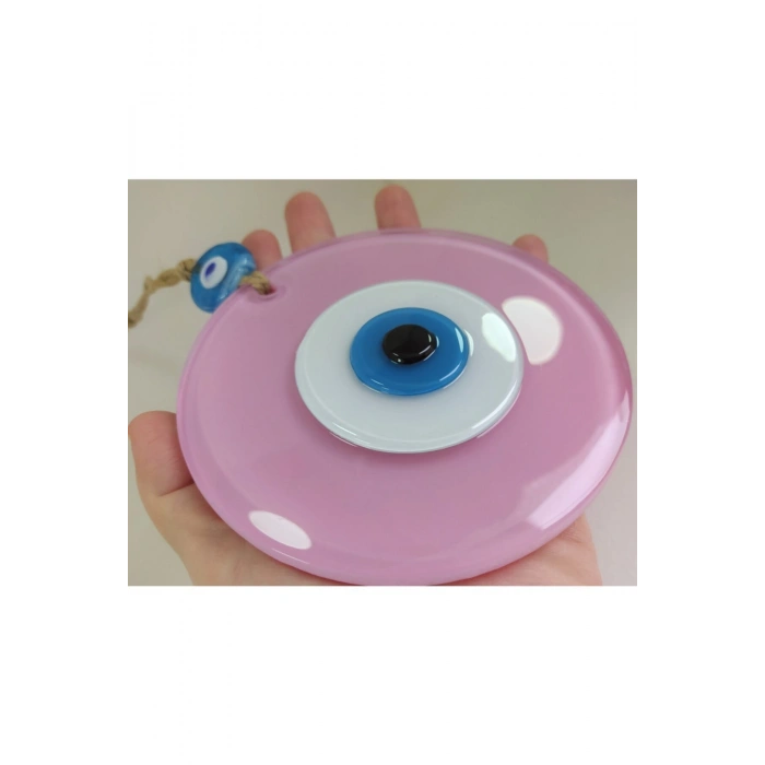 Toz Pembe Büyük Cam Nazar Boncuğu 12 cm
