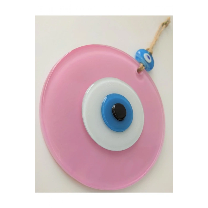 Toz Pembe Büyük Cam Nazar Boncuğu 12 cm