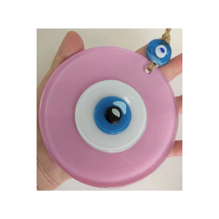 Toz Pembe Büyük Cam Nazar Boncuğu 12 cm