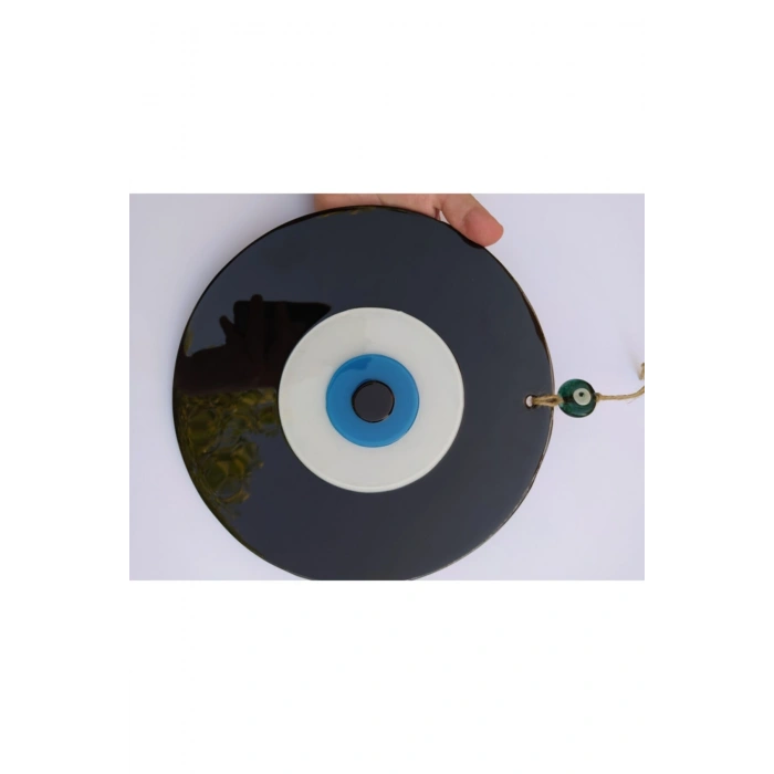 Siyah El Yapımı Büyük Cam Nazar Boncuğu 25 cm
