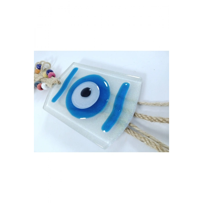 Dikdörtgen Nazar Boncuğu 11 X 7 Cm Özel Tasarım El Yapımı Makrome Duvar Dekoru Hediyelik Eşya