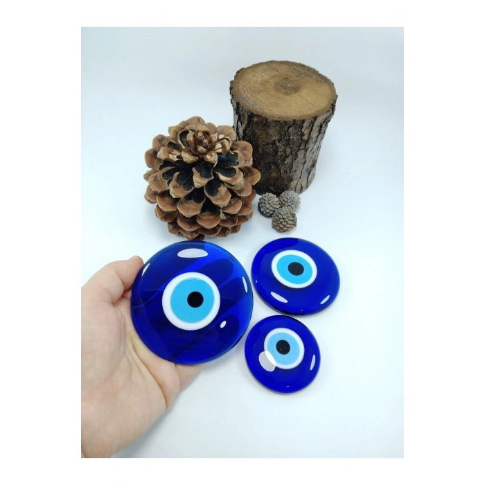 Üçlü Deliksiz Nazar Boncuğu Seti 9-7-5 Cm El Yapımı Dekoratif Set Hediyelik Eşya